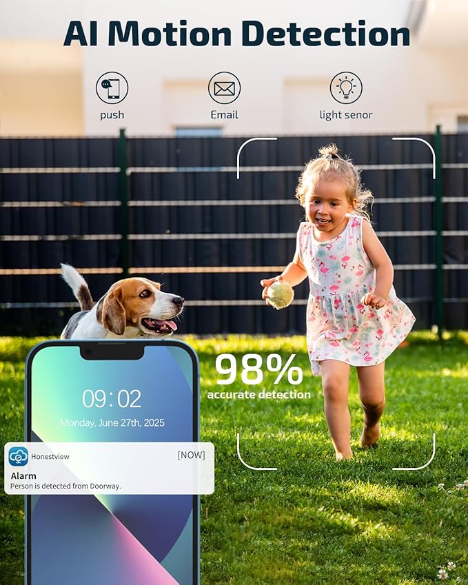 OHWOAI 《Dual Band WiFi & IP65 Waterproof》Wireless Outdoor Security Camera with Color Night Vision, Motion Detection, Remote Viewing WiFi Cameras, Home Video Surveillance