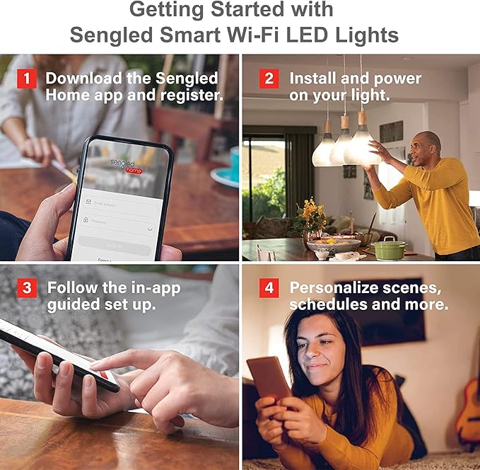 Sengled Smart Light Bulb, Color Changing Light Bulb, WiFi Light Bulbs No Hub Required, Smart Bulbs That Compatible with Alexa & Google Home, Smart LED A19 RGB Light Bulbs, 2 Pack