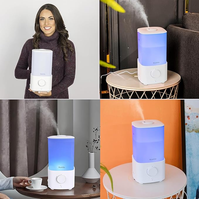 BlueHills Premium Set of Two Large 2000 ML and 2300 ML XL Essential Oil Diffusers Humidifiers Combo for Large Room Home with Décor LED Lights Great Gift – Value Pack of White.
