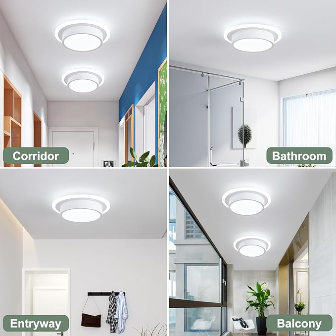 Modern LED Ceiling Light Fixtures, Small Flush Mount Light Fixture, Hallway Light Fixtures 32W 6000K, Round Kitchen Ceiling Light for Living Room Bedroom Bathroom Kitchen