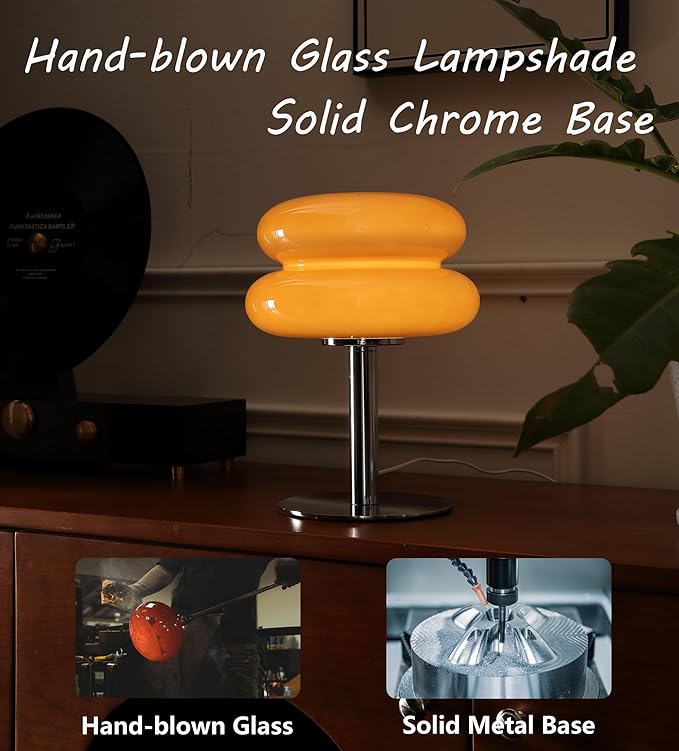 Mushroom Lamp Table Lamp for Night Stands,Mid Century Modern Desk Lamps for Bedroom, Vintage Dimmable Bedside Small Lamps, Cute Cool Home Room Aesthetic Decor for Living Room (Copper)