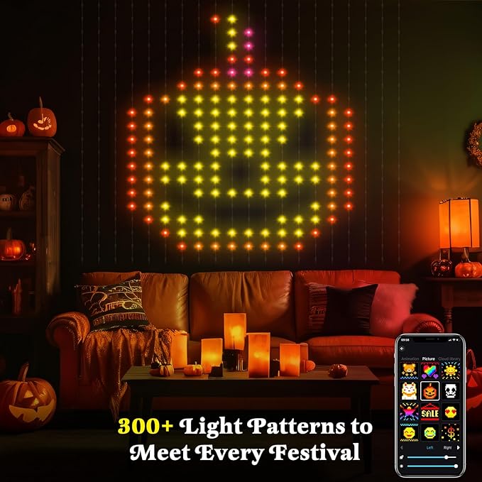 Smart Curtain Lights, Color Changing 400 LED Curtain Lights 6.6 * 6.6 FT, RGB DIY String Fairy Light for Bedroom Backdrop Party Indoor Outdoor Easter Decoration (APP +Remote Control)