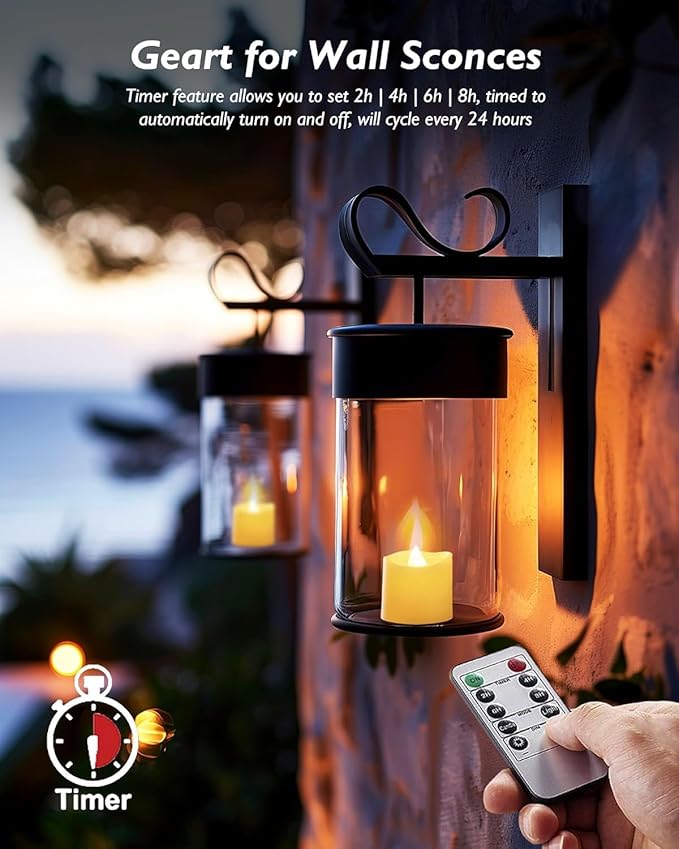 Homemory 24Pack 400+ Hour Timer Remote Control Flameless Votive Candles, Battery Operated LED Tea Lights in Warm White for Outdoor, Table, Halloween, Christmas-Ivory Base
