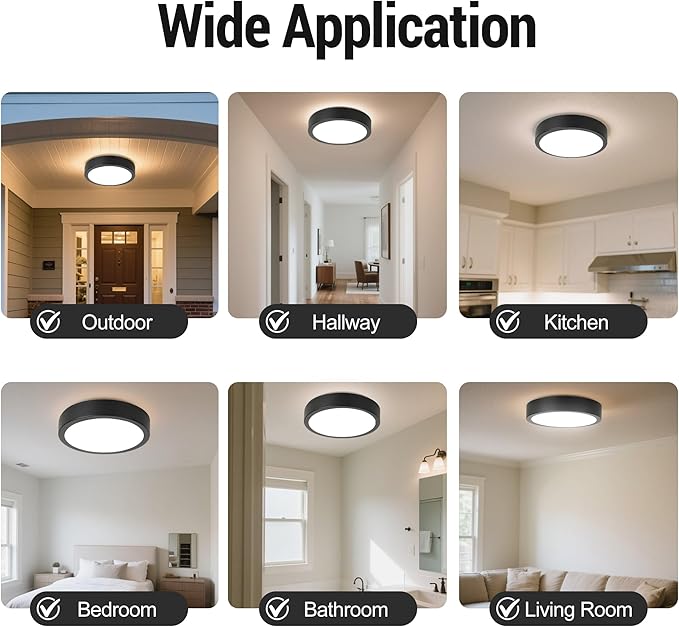 11" LED Flush Mount Ceiling Light, Black Mordern Ceiling Lighting with 5CCT 2700K-5000K, Dimmable LED Light Fixtures Ceiling Mount for Kitchen Bathroom Bedroom Hallway, 2 Packs