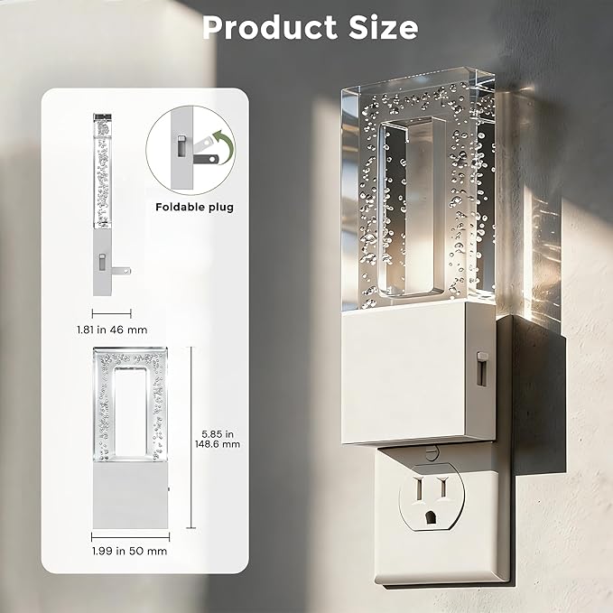 L LOHAS LED Night Light Plug in, 2 Pack Foldable Night Lights Plug into Wall, Portable LED Nightlight with Dusk to Dawn Sensor, Dimmable 0-100LM White Nightlights for Travel, Hotel, Bathroom, Hallway