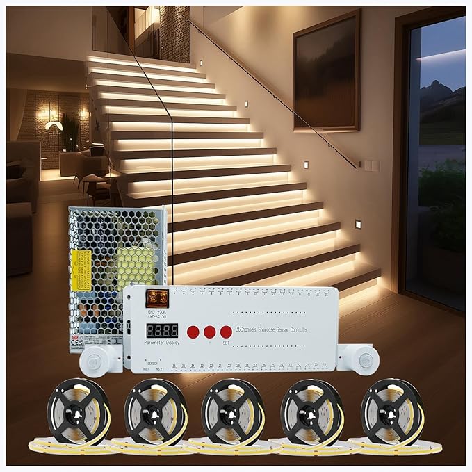Led Stair Lights Indoor Motion Sensor, Smart Step Lights 20 Steps 40 Inch (100 cm) Long Cuttable Led Stair case Lighting (6000K Cool White Lights)