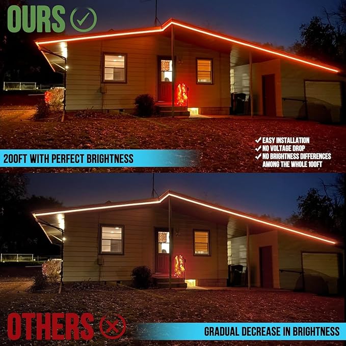 200ft Outdoor Led Strip Lights Waterproof IP68, Remote & App Control, 36V, RGB, DIY Features, Heavy Duty, Premium+