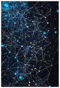 Modern Futuristic Abstract Tech Network Wall Art, Intricate Geometric Lines And Grids, Cool Blue And Neon Cyan Home Decor Canvas Poster Wall Art Bedroom Decor Office Room Kitchen Decor Gift 08x12inch