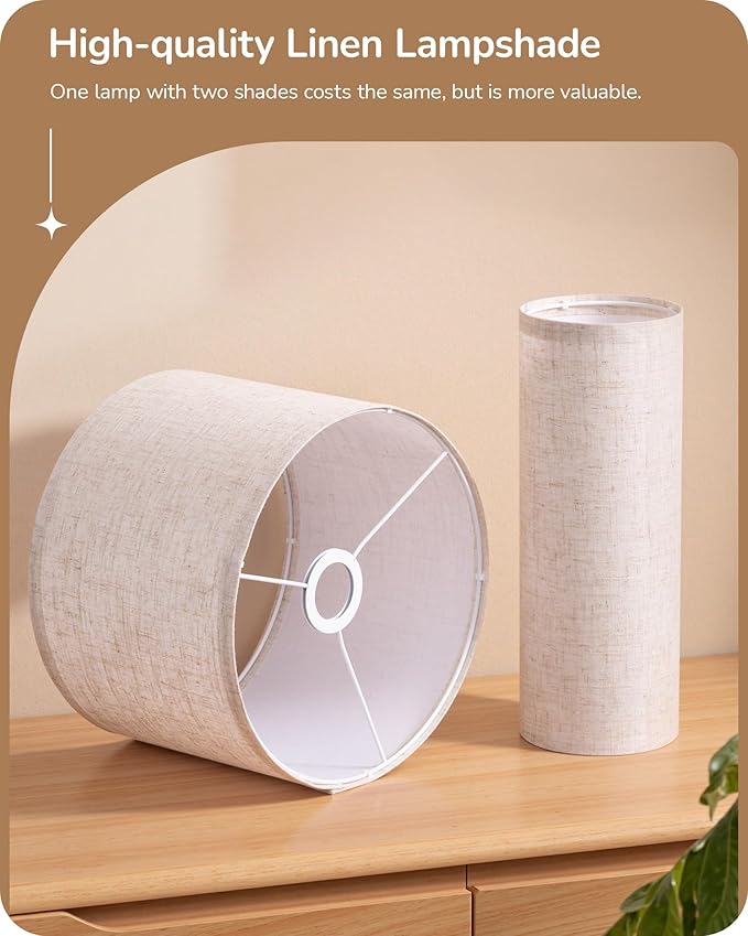 EDISHINE Modern Floor Lamp with 2 Shades, Adjustable Brightness & Color Temperature, Remote Control, Minimalist Standing Lamp, E26, A19 Bulb Included, Dimmable for Living Room, Bedroom, Gold