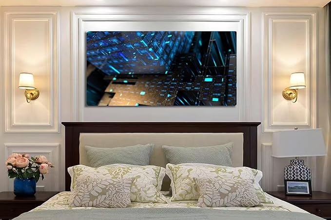 Wibinuki Wall Art Wall Decor Wall Paintings Cryptocurrency for Living Room Bedroom Bathroom Home Decor Can Be Hung Directly 20"x 40"