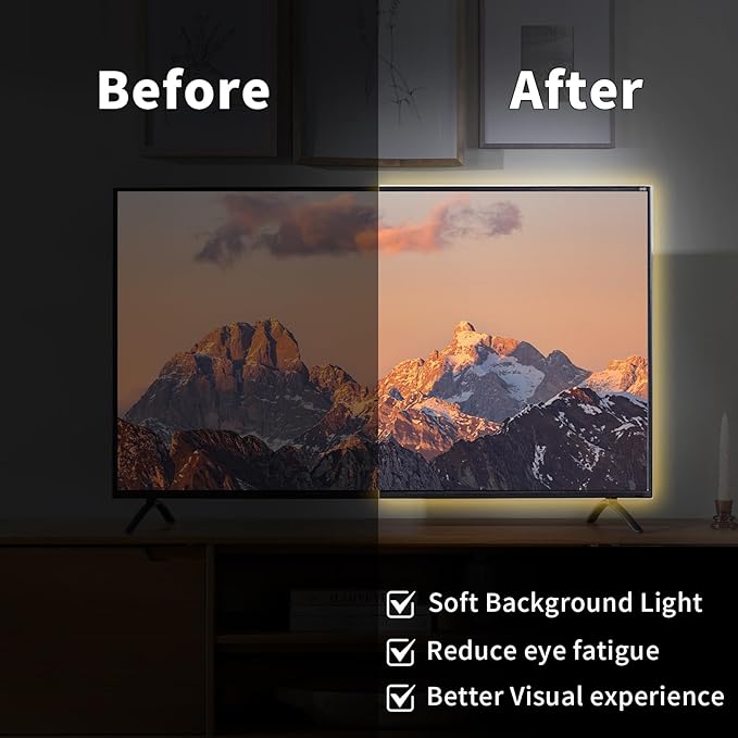 COB LED Strip Light 5V USB Tape 320LED/m Dimmable LED Strip Light USB TV Backlight Flexible Under Cabinet Tape Light for Bedroom,Kitchen,Home DIY Lighting (6500K, 9.84FT)