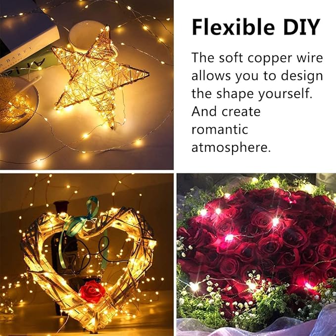 12 Pack Fairy Lights Battery Operated String Lights，7FT 20LED Waterproof Silver Wire Christmas Lights Outdoor,Firefly Mini Lights for Bedroom Party Birthday Wedding Indoor Decorations.