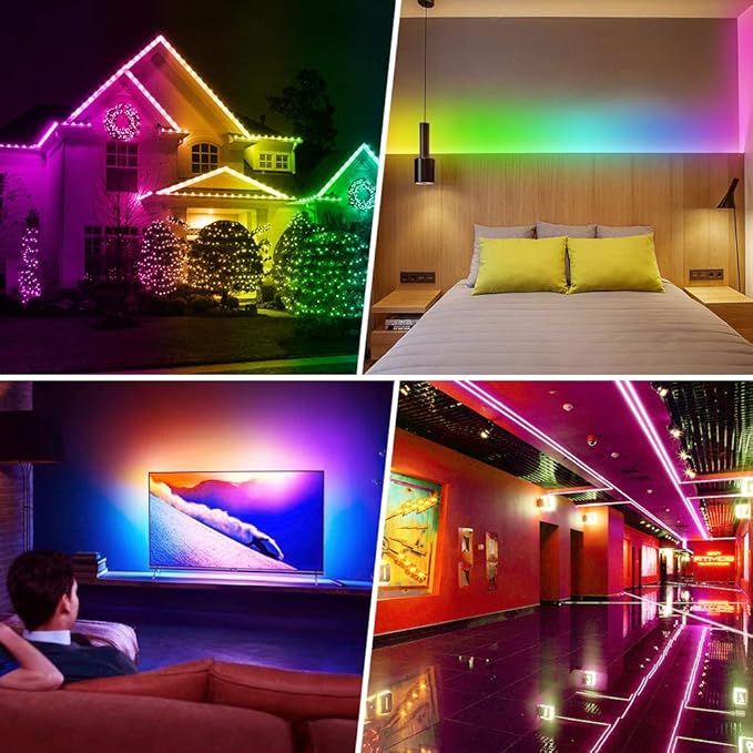 USB LED Strip Lights 13.2ft, USB Powered LED Light with 24-Keys Remote Controller Waterproof RGB Flexible Color Changing LED Strip Light for TV Backlights, Bedroom, Desk, PC, Camping & Home Decoration