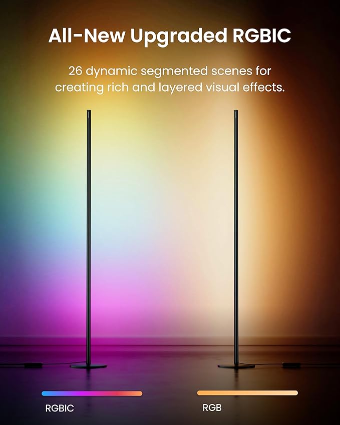 SwitchBot Smart RGBICWW Voice/APP Controlled Floor Lamp with Matter, Warm & Cool White, Alexa-Compatible Lamp, Works with Apple Home, Google Home – 1200lm Music Sync, Lamp for Living Room for Bedroom