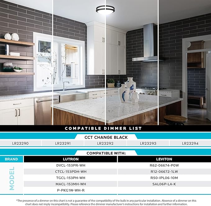 LUXRITE 12 Inch LED Flush Mount Ceiling Light, 5 Color Selectable 2700K | 3000K | 3500K | 4000K | 5000K, Dimmable, Modern Ceiling Light Fixture, 14W, 1120 Lumens, Energy Star, ETL Listed, Matte Black