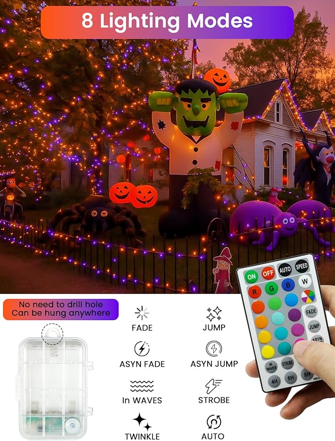 RGB Color Changing 33Ft 100LED Easter Fairy Lights Battery Operated, Waterproof String Lights USB Powered with Timer for Indoor & Outdoor, 18 Colors & Multicolor for Bedroom Christmas Easter Decor