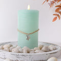 LumiPur Signature Coastal Collection Natural Glow Flickering Flameless LED Wax Pillar Candle (3.5" x 7", Sea Foam Green)