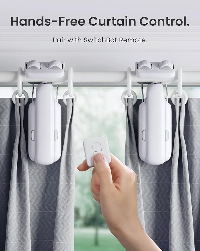 SwitchBot 2025 Automatic Curtain Opener 3 Rod-Bluetooth Remote Control, WiFi&Smartphone Control, Upgraded High-Performance, Add Hub to Work with Alexa, Google Home, HomeKit