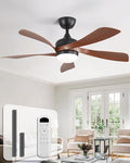Sofucor 45 Inch Ceiling Fan with Lights and Remote, Indoor/Outdoor Ceiling Fan with Light 6-Speed 3 CCT 3-Timer, Low Profile Ceiling Fan 5 Blade Quiet DC Motor for Bedroom Living Room Patio