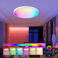 Led Ceiling Lamp Dimmable with Remote Control, 24W 16 Million RGB Color Changing Smart led Ceiling Light Controllable via App, 2400LM Ceiling Light Ø30CM Lamp for Living Room Bedroom, White