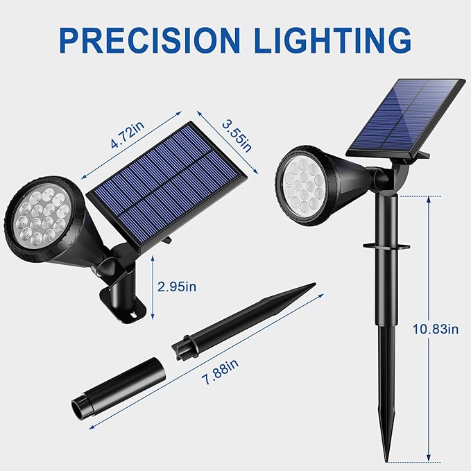 WELALO Solar Spot Lights Outdoor Waterproof IP65, 10 Pack 4 Lighting Modes Solar Powered Landscape Spotlights with Auto On/Off, Solar Garden Christmas Yard Pathway Wall Lights for Outside, Warm White