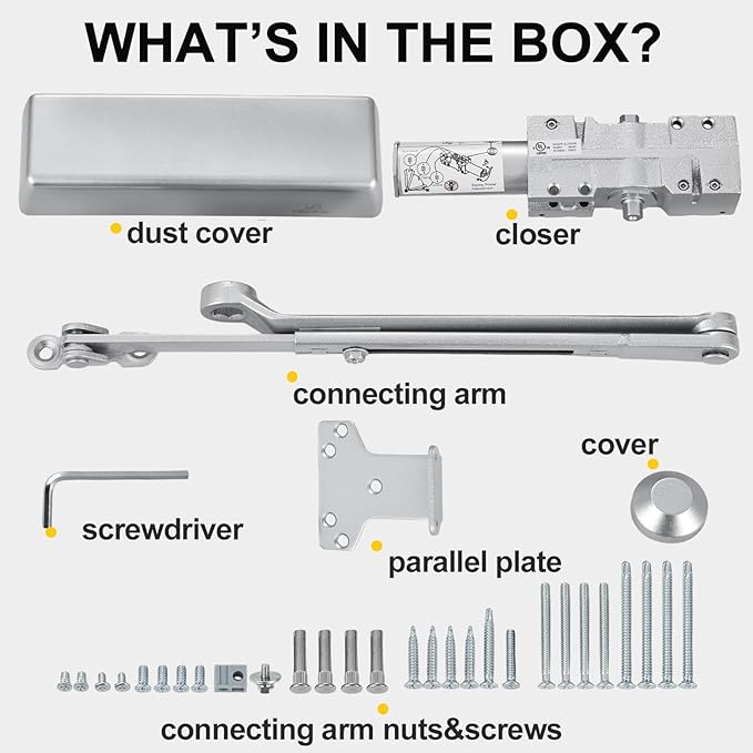 Grade 1 Commercial Door Closer, Extra Heavy Duty Hydraulic Auto Closer, Cast Iron Body & Forged Steel Arm, Size 1-6, Self-Closing, UL 3 Hour Fire Rated, ADA, 3 Mount Types, DC-OB