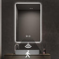 LED Bathroom Mirror with Lights, 32"x24" Smart Backlit Mirror with Auto Sensor Light, Anti-Fog, Wall-Mounted HD Mirror, Shatter-Proof, 3-Color Stepless Dimmable, Memory, UL-Listed