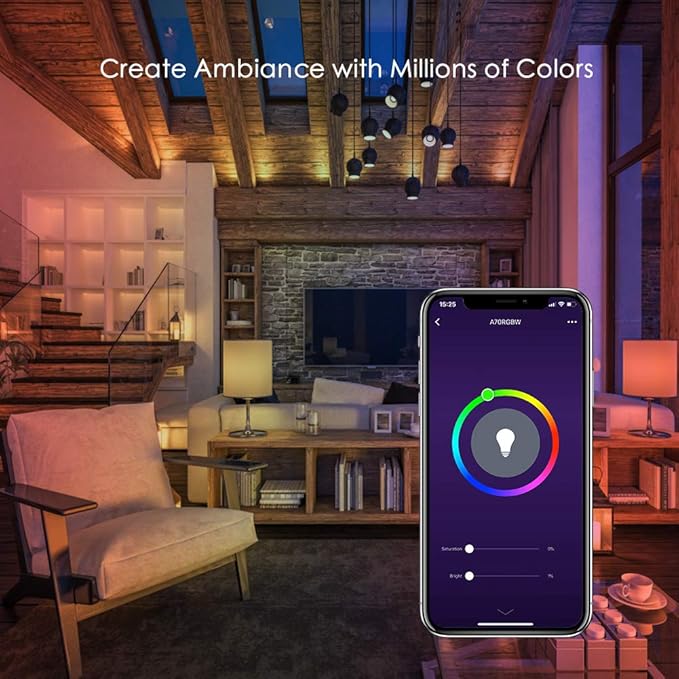 AvatarControls Wifi Smart LED Bulb,E26 6.5W Dimmable RGB Multi-color Changing Home Light,Compatible with Alexa/Google Assistant,Supports Remote Control ON/OFF/Color Switch via Android/iOS App