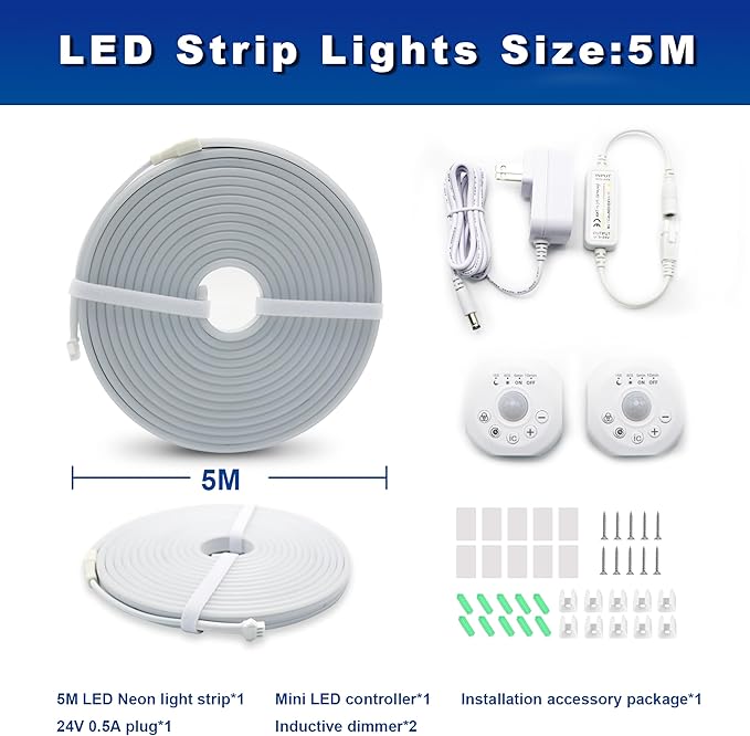 Motion Sensor LED Strip Lights - Chasing Effect Auto ON/Off for Stairs, Bedroom, Under Cabinet - 16.4ft Warm White, Easy Peel & Stick Install
