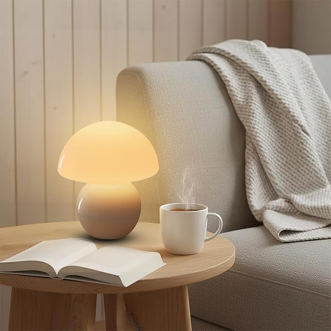 Cordless Cute Mushroom Lamp with Remote Control, 9 RGB, Cordless Lamps for Tables, 3 Color Temperature, Stepless Dimmable, Timer, Memory, Unique Aesthetic Home Decor for Living Room (White)