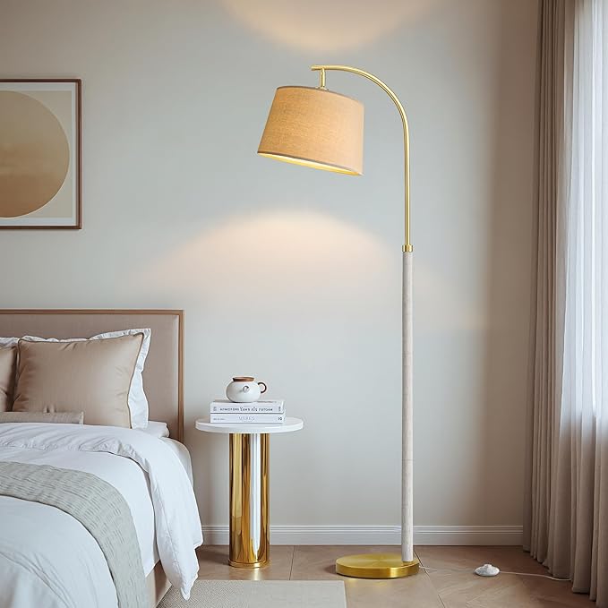 63" Wood Floor Lamp for Living Room Dimmable Standing Lamp with Remote & Foot Switch, 3 Color Temperatures Tall Lamp Mid Century Modern Floor Lamp for Bedroom Office, 9W Bulb Included, White