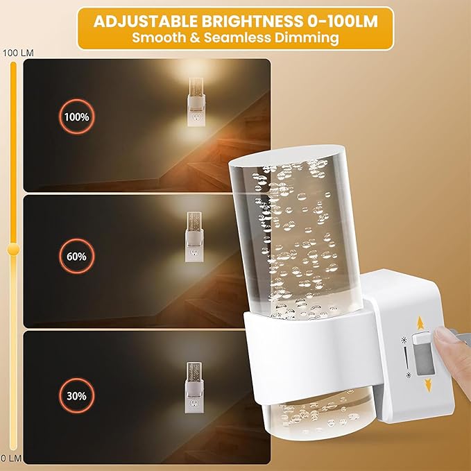 JIURUN 2 Pack LED Night Light Plug in, Auto Dimming Night Light with Light Sensor, 3000K Warm White Soft Glow Nightlight for Bedroom Bathroom Hallway Stairs Kids Room Nursery