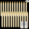 Homemory 24 Pcs Waxy Flameless Taper Candles with Remote, Flickering Battery Operated Taper Candles, Led Flameless Candlesticks Classic Tall Candle for Home, Wedding, Party, Ivory, 9.6 inches