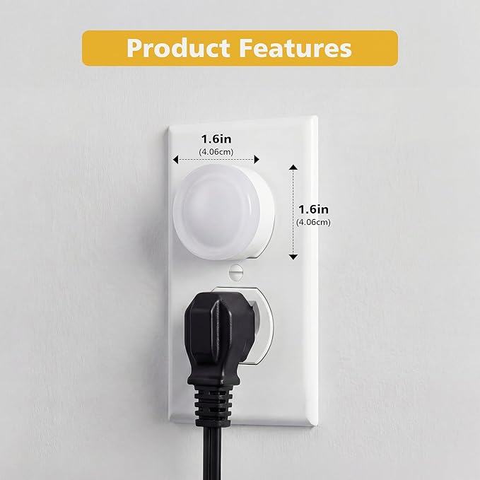 Plug in Night Light 2-Pack, LED Night Lights Plug into Wall with Dusk to Dawn Light Sensor, Acrylic Nightlight, Soft White 3000K, Auto On/Off, for Bathroom Bedroom Hallway Kitchen, Kids Adults