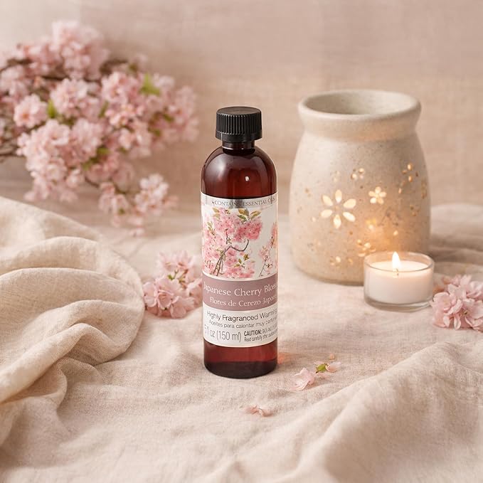 Hosley Japanese Cherry Blossom Fragrance Warming Oils, Set of 2, 5oz Each. Ideal Gift for Weddings, spa, Reiki, Meditation, Bathroom Settings.P1