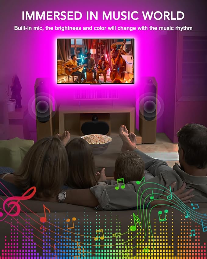 MATICOD LED Lights for TV, 16.4ft RGB Strip Lights for TV Behind 50-70in TV, Bluetooth APP Remote Control Music Sync TV Backlight for Bedroom Gaming Room