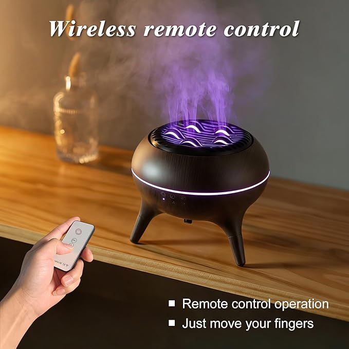 Essential Oil Diffuser 350ml, Essential Oils Large Room, Ultrasonic Aroma Diffuser with Remote Control,Timer, 7Colors Light Humidifier for Bedroom Home Office Hotel(Brown)
