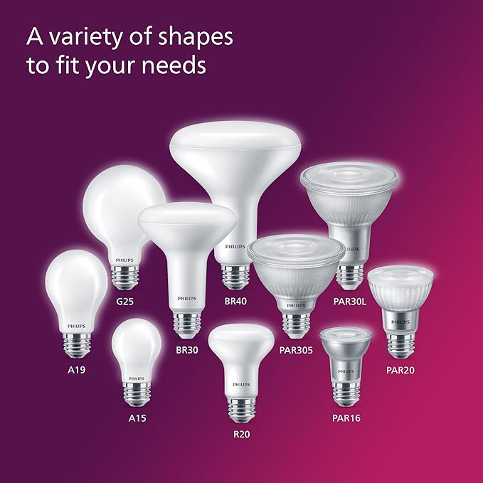 Philips LED 75W A19 8-Pack Ultra Definition Soft White (2700K) 1100 Lumen (9W = 75W) Dimmable Frosted Flicker-Free Light Bulbs