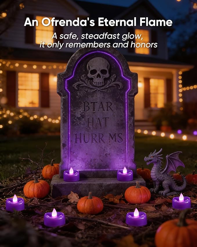 BEICHI Flameless Candles, Tea Lights Battery Operated, No Flickering Votive Candles LED Tea Lights for Halloween Christmas Wedding Home Decor (24 Pack, Purple)