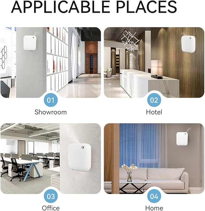 Smart Scent Air Machine, 120sqm Coverage Bluetooth App Control Waterless Essential Oil Diffuser USB Battery Powered Cold Air Diffusers with 150ml Oil Bottle for Home Hotel Spa