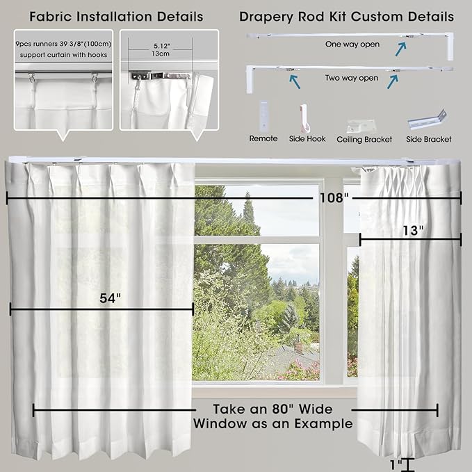 SmartWings Automatic Curtain Opener with Drapery, Motorized Vertical Blinds with Remote, Electric Closet Doors Sliding Panels Compatible with Alexa Google Homekit, Sheer Starry Brilliance