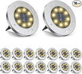 ZGWJ Solar Ground Lights,16 Pack Waterproof Solar Garden Lights, Upgraded Outdoor Garden Waterproof Bright in-Ground Lighting, Landscape Lighting for Pathway,Yard,Deck,Lawn,Patio,Walkway Warm White