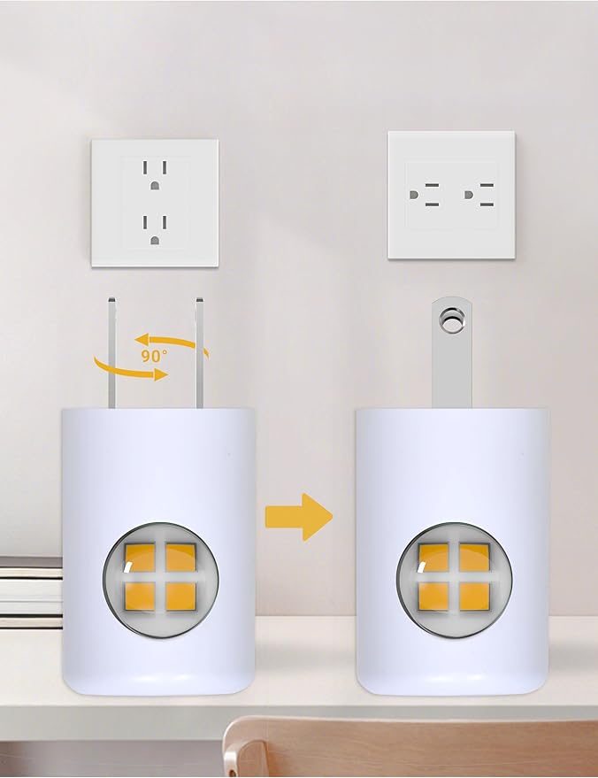 4-Pack Motion Sensor Night Light, Plug into Wall Dusk to Dawn LED Nightlight, Auto On/Off, 5000K Daylight 100 Lumens, Rotatable Plug-in Design for Hallway, Staircase, Bathroom, Bedroom, Kitchen