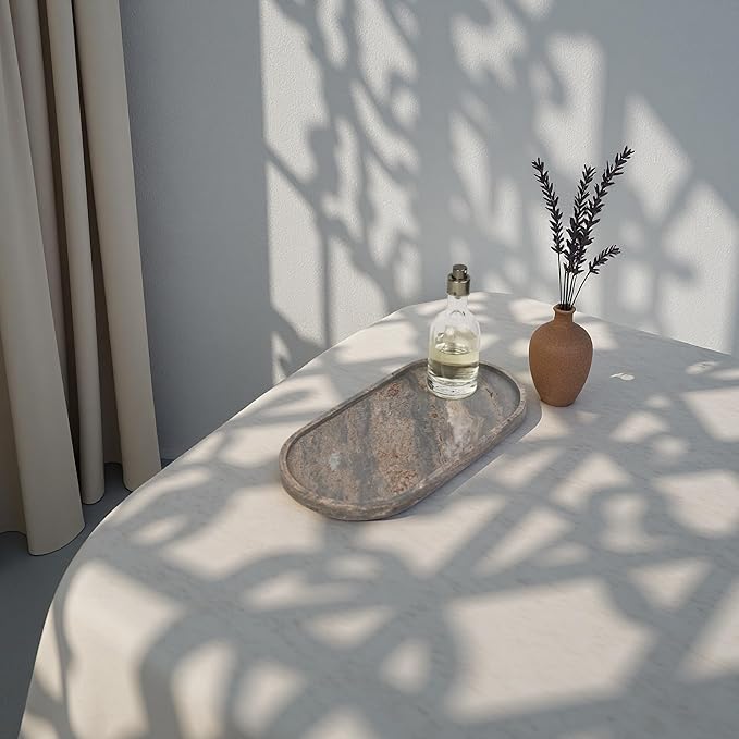 Marble Vanity Tray Organizer - 9.8"x5" Italy Natural Stone Decorative Tray，Jewelry, Perfume & Candle Display Tray，Bathroom Vanity, Dresser Top, Nightstand Decor