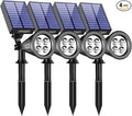 URPOWER Solar Lights Outdoor, 2-in-1 Solar Spot Lights Waterproof with 2 Lighting Modes, Adjustable Solar Powered Spotlights Auto On/Off Landscape Lights for Yard Garden Pathway, 4 Pack (Cool White)