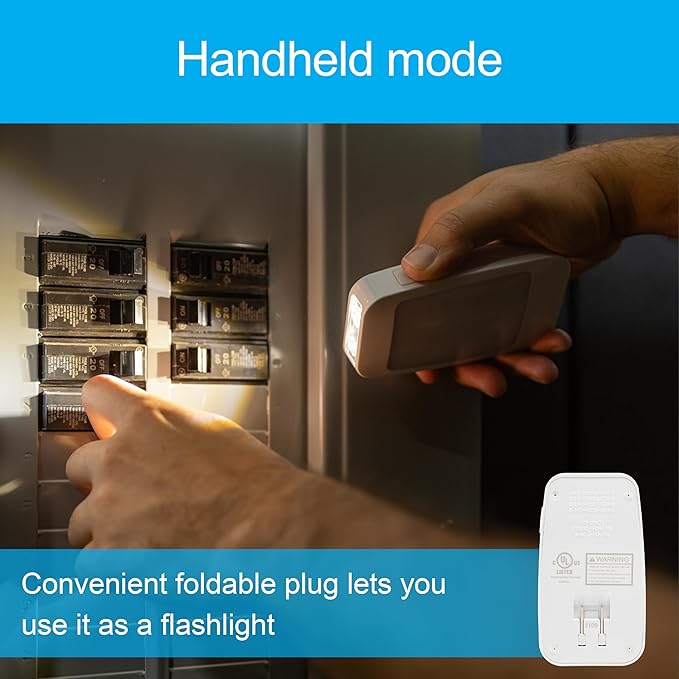 GE 4-in-1 LED Power Failure Night Light, Dusk-to-Dawn Sensor, Foldable Plug, Portable, Flashlight, Ideal for Storm, Outage, Emergency, Blackout, Hurricane, Tornado, White, 29679