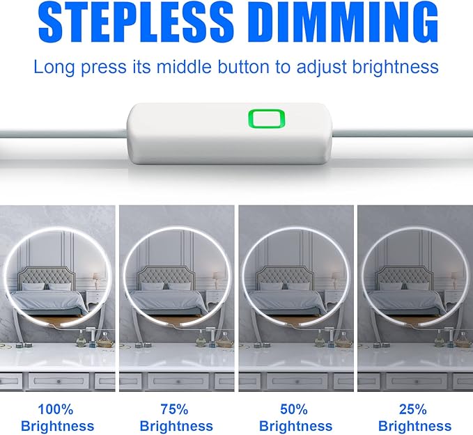 MY BEAUTY LIGHT LED Vanity Lights Strip for Mirror, 6000K Bright Daylight White Vanity Mirror Lights, 3.28FT Dimmable Makeup Light, ELT Approval 24V Stick on Lights for Mirror