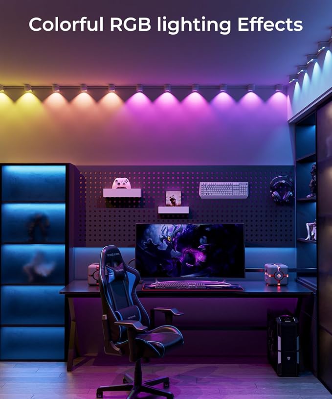 Smart RGBW+IC String Downlights, 20ft with 30 LED String Lights, 111 Scene Modes, Music Sync Color Changing Indoor Wall Light Fixture for Party, Christmas Birthday, APP/Voice/Remote Control