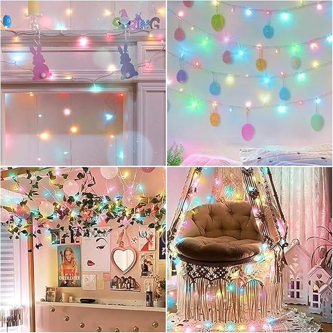 LAMPHOME 99FT Pastel Easter String Lights, 300 LED Plug in Fairy Lights with 16 Modes, 7 Colors Multicolor Mini Lights for Outdoor Christmas Tree, Garland, Wreath, Easter Holiday Decorations