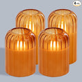Lezonic Glass Flameless Candles Battery Operated with Remote, Dancing Flame LED Flickering Flameless Pillar Candles, Set of 4 Real Wax Fall Decorations for Home, H: 4" 4" 5" 5"(Pumpkin Orange)